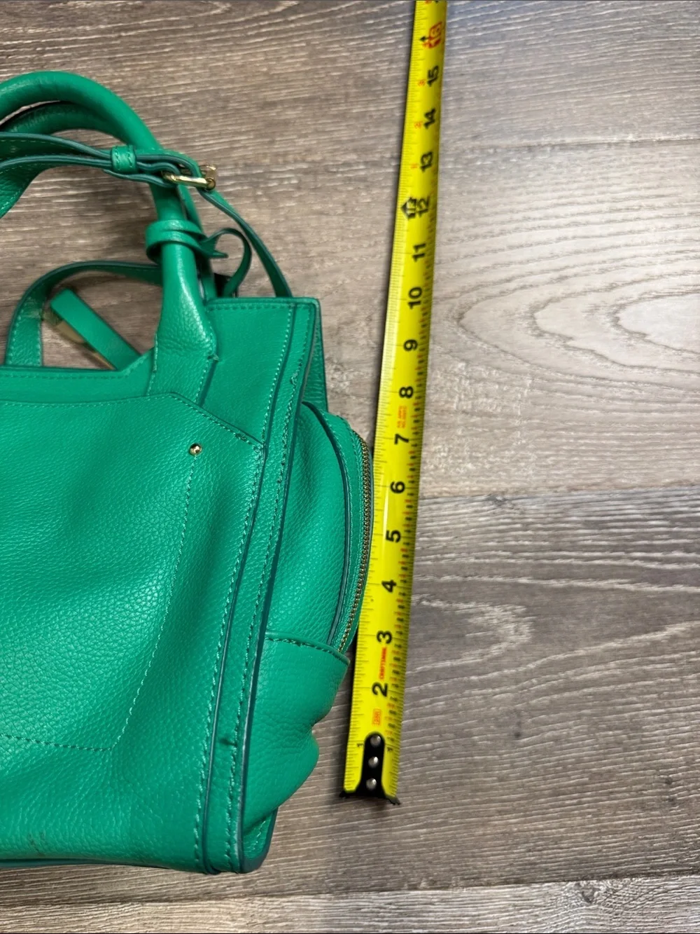 Vince Camuto Kylie Satchel Teal Green Pebbled Leather with Detachable Strap